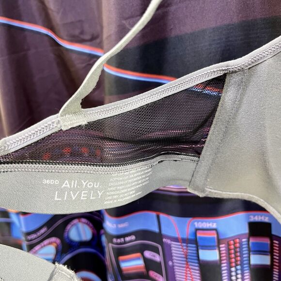 All You Lively All Day Deep V Plunge lightly lined Grey Bra 36DD No Wires J-hook - Picture 4 of 8